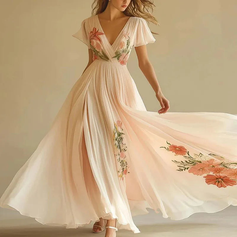 Elegant High Waist V-Neck Party Dress