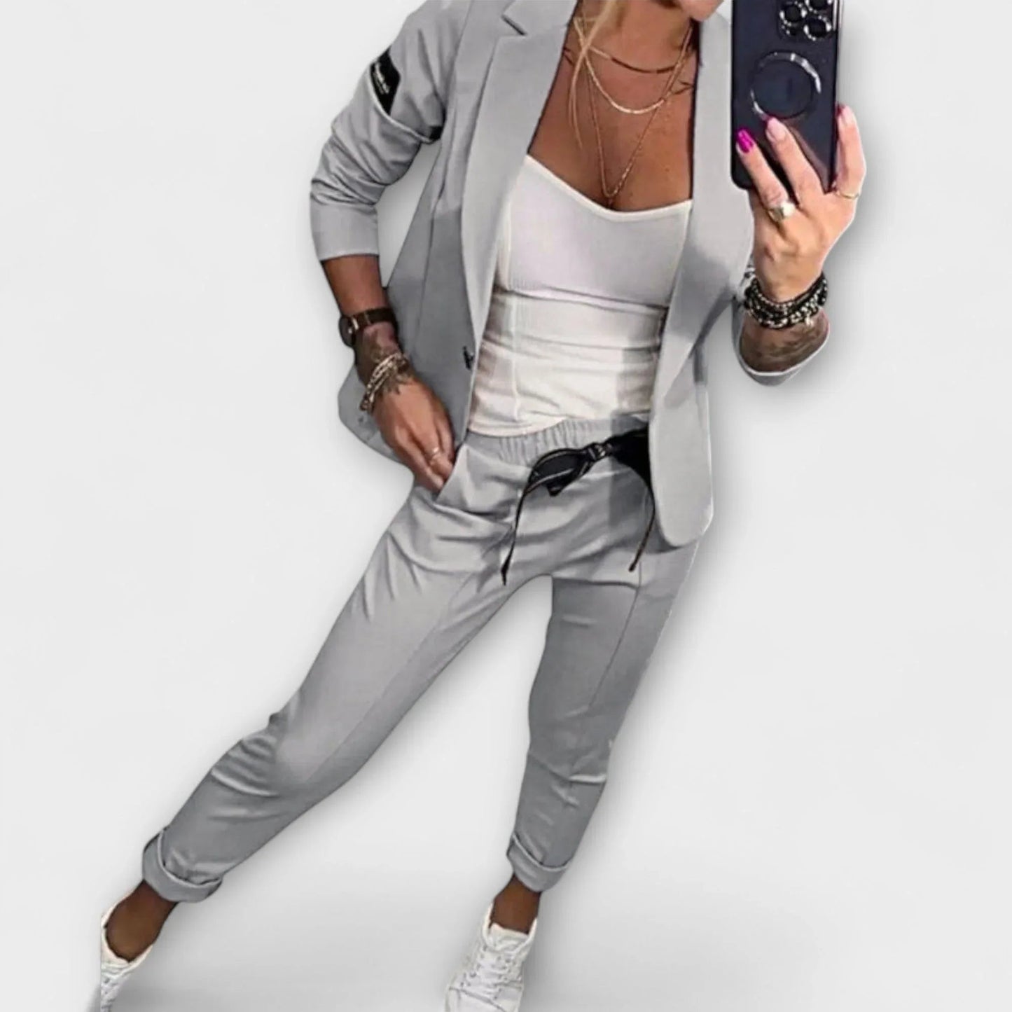 Elegant Set of Top, Jacket, and Pants