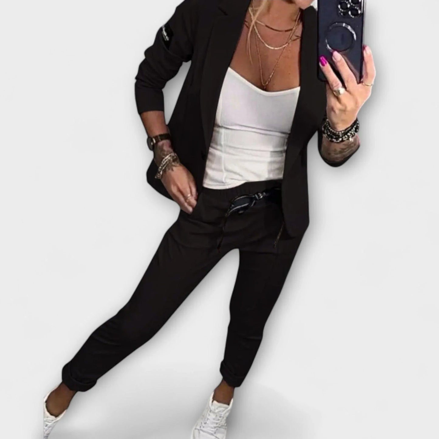 Elegant Set of Top, Jacket, and Pants