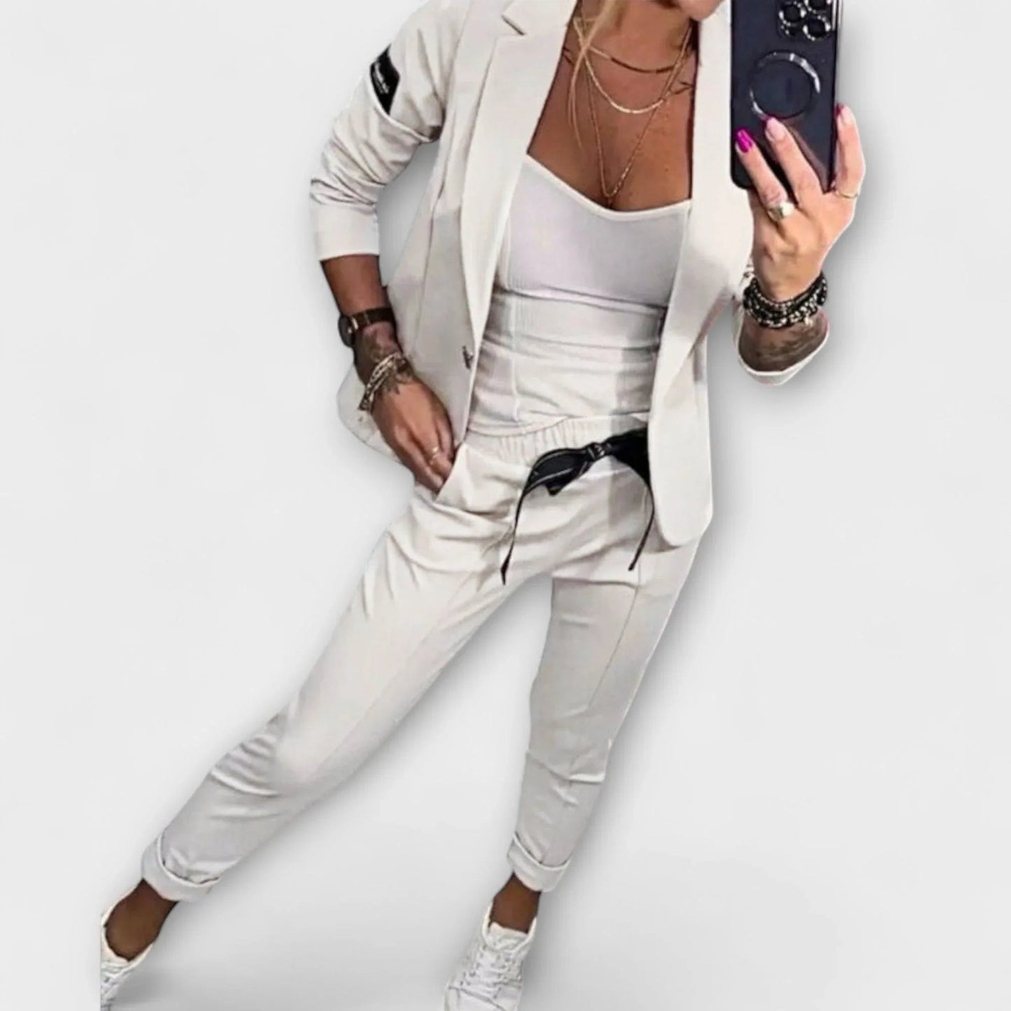 Elegant Set of Top, Jacket, and Pants