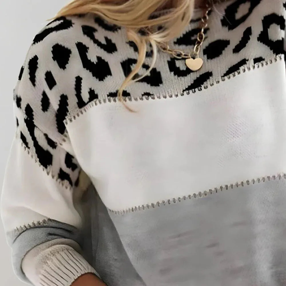 Leopard Accent Knit Sweater
