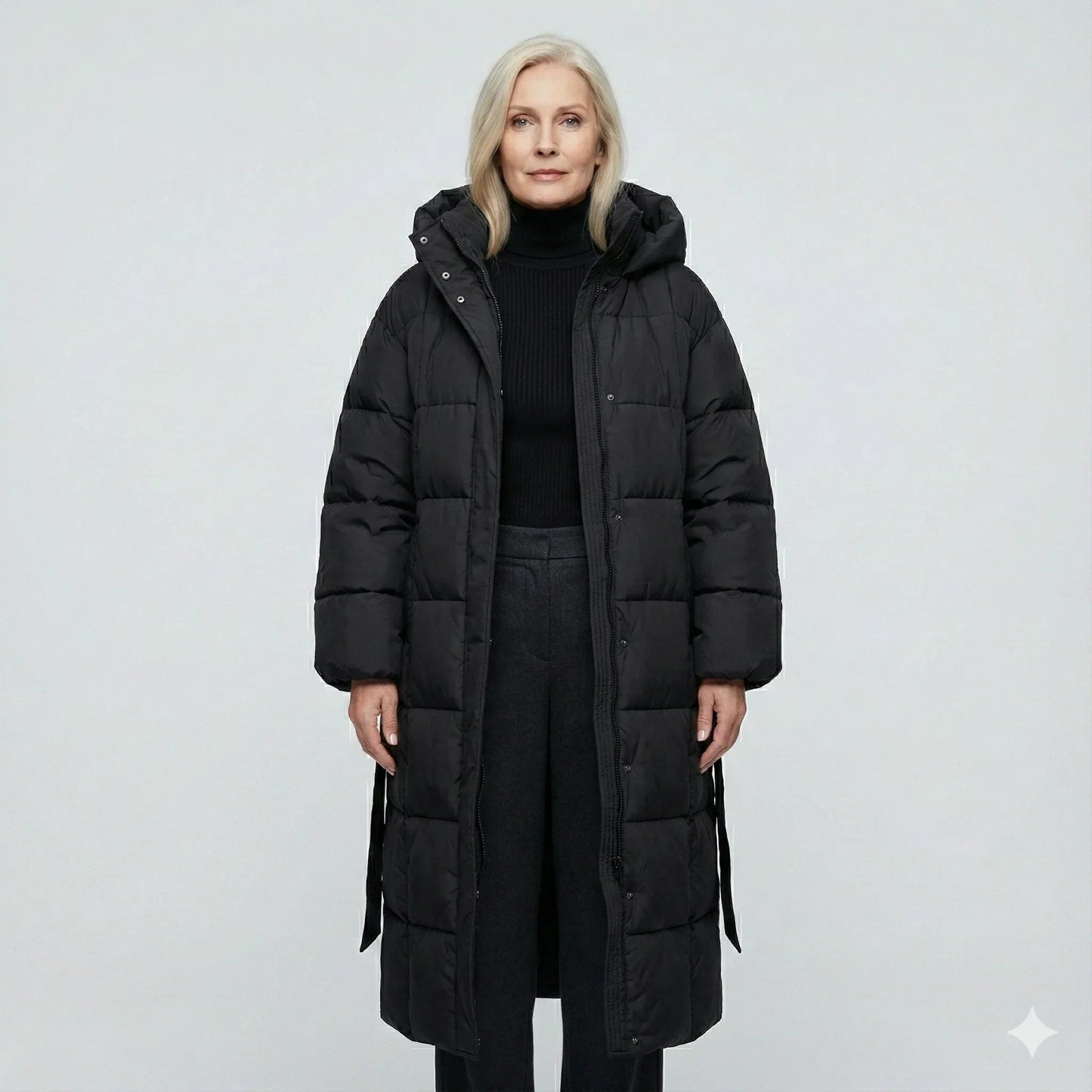 Long Belted Puffer Coat