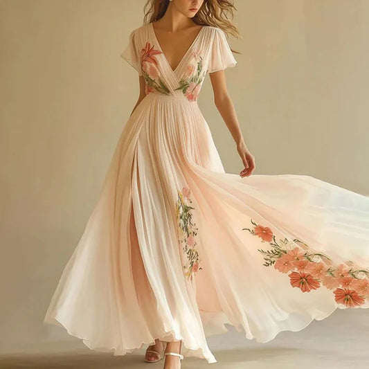Elegant High Waist V-Neck Party Dress