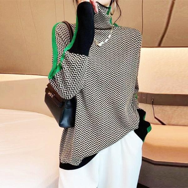 Herringbone Luxe Turtleneck