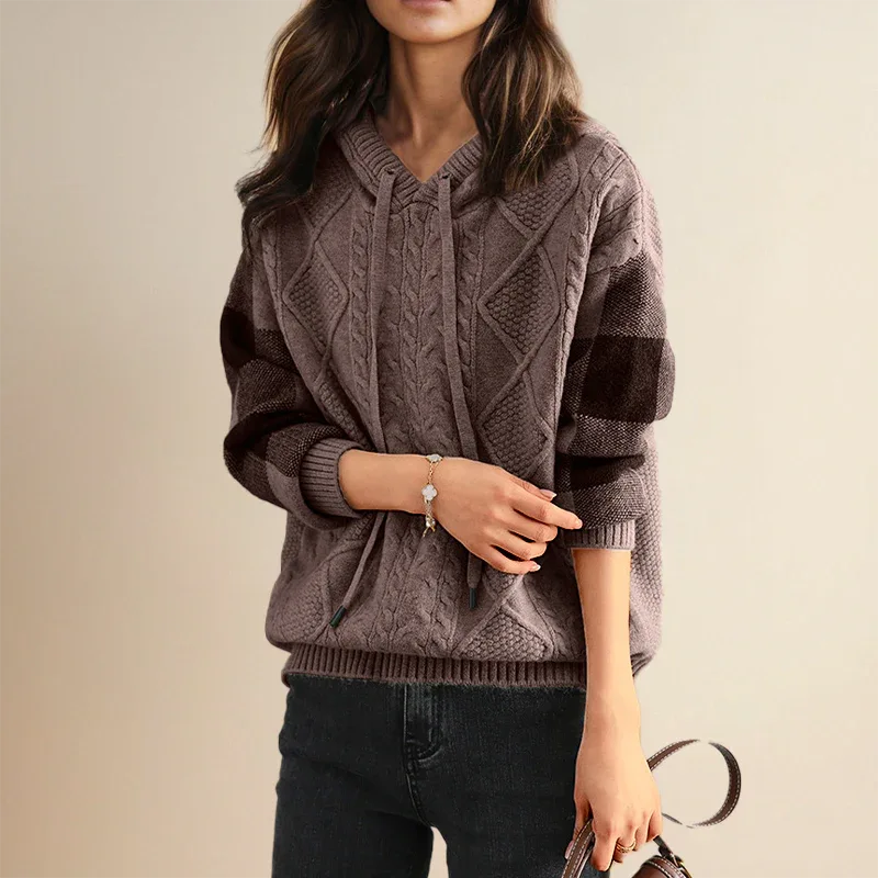 Cable Knit Hoodie Sweater